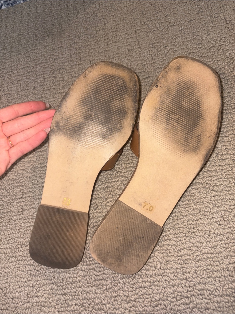 Steve Madden Tan Cutout Leather Slide Mules - Picture 7 of 7